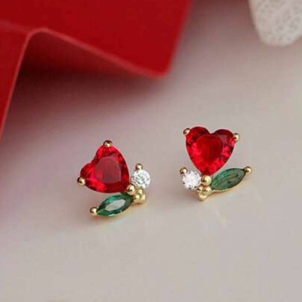 ❤️ FREE Heart Rose Rhinestone Flower Floral Stud Chic Hip Romantic Art Earrings